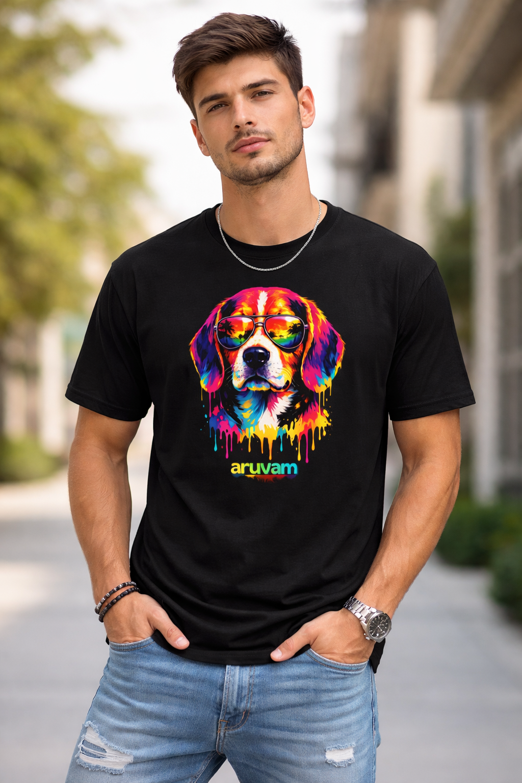 Neon Drip Beagle Tee